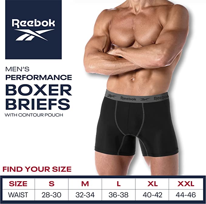 REEBOK MEN'S PACK 4 - 221 JUNGLE GREEN - LARGE - UNDERWEAR X4 BOXER BRIEF P25