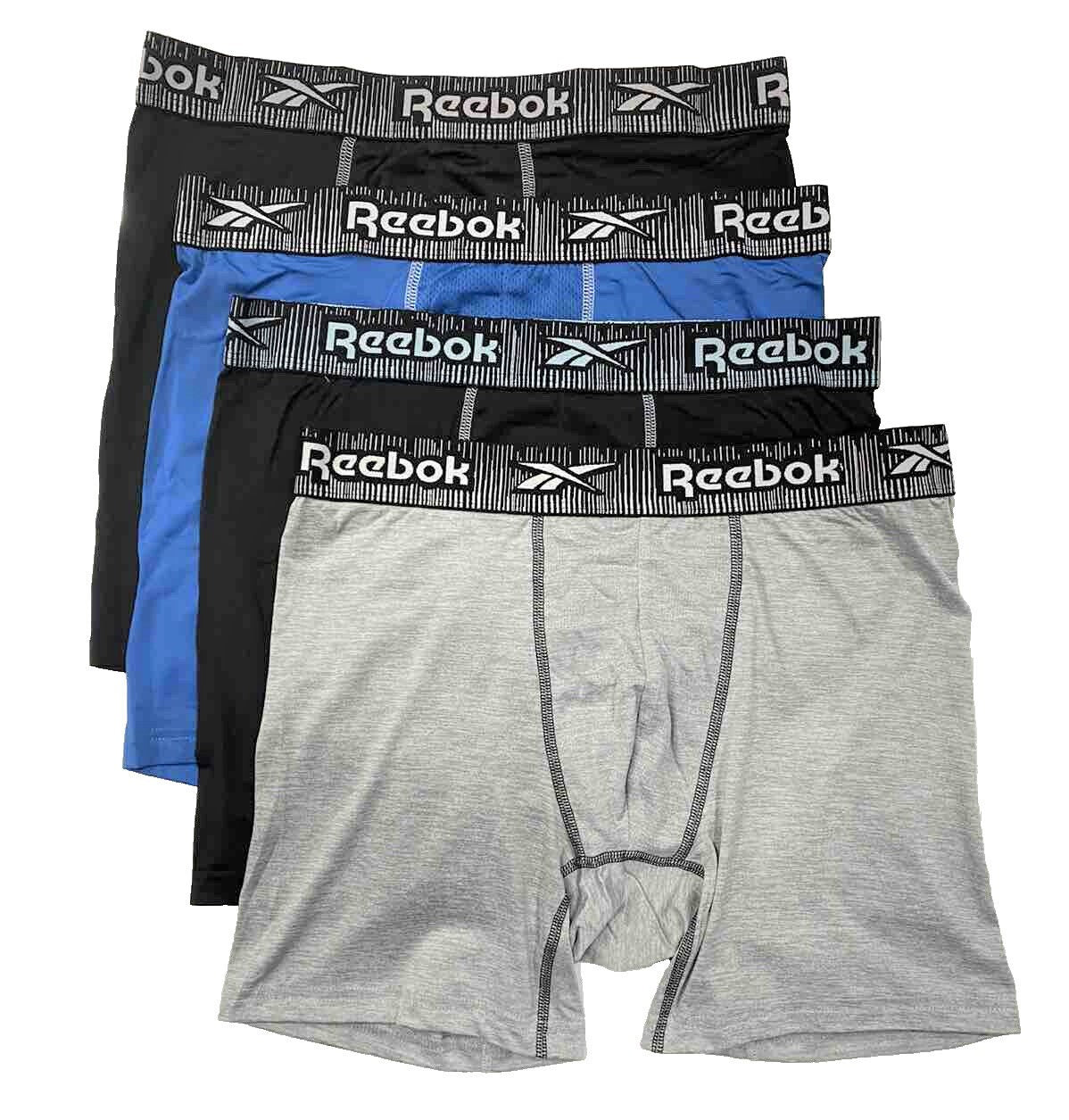 REEBOK MEN'S PACK 4 - 231 UPC BLUE - LARGE - UNDERWEAR X4 BOXER BRIEF P87