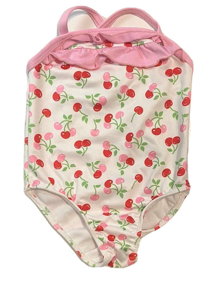 PENELOPE MACK GIRLS SWIMSUIT - CHERRY PINK SZ 2T - ONE PIECE UPF 50+