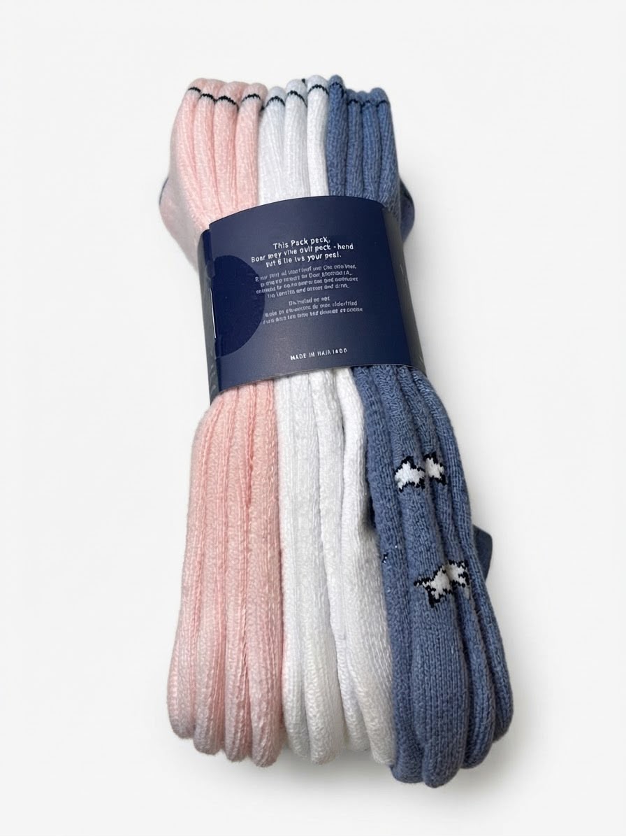 TOMMY HILFIGER SOCKS WOMEN'S - LOW CUT 263 - STARS BLUE WHITE PINK - PACK 6