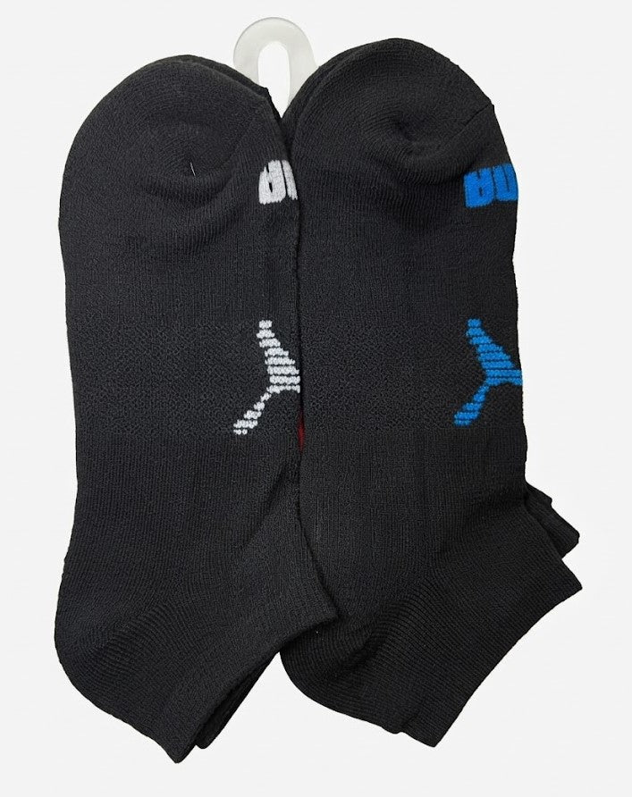 PUMA SOCKS MEN'S - LOW 263 - AURA BLACK BLUE - LARGE - PACK 6 XX