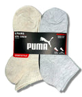 PUMA SOCKS WOMEN'S - QUARTER 253 - FERN CREAM GREY - SHOE SZ 5-9.5 -PACK 6