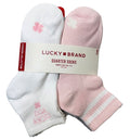LUCKY BRAND SOCKS WOMEN'S - QUARTER CUT 263 - PINK CREAM - SHOE SZ 4-10 -PACK 8