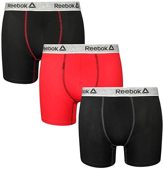 REEBOK MEN'S PACK 3 - 183 RED BLACK - MEDIUM - UNDERWEAR X3 BOXER BRIEF