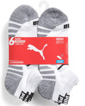 PUMA SOCKS MEN'S - LOW CUT - ZANO 253 - WHITE GREY - LARGE (10-13) PACK 6 XX
