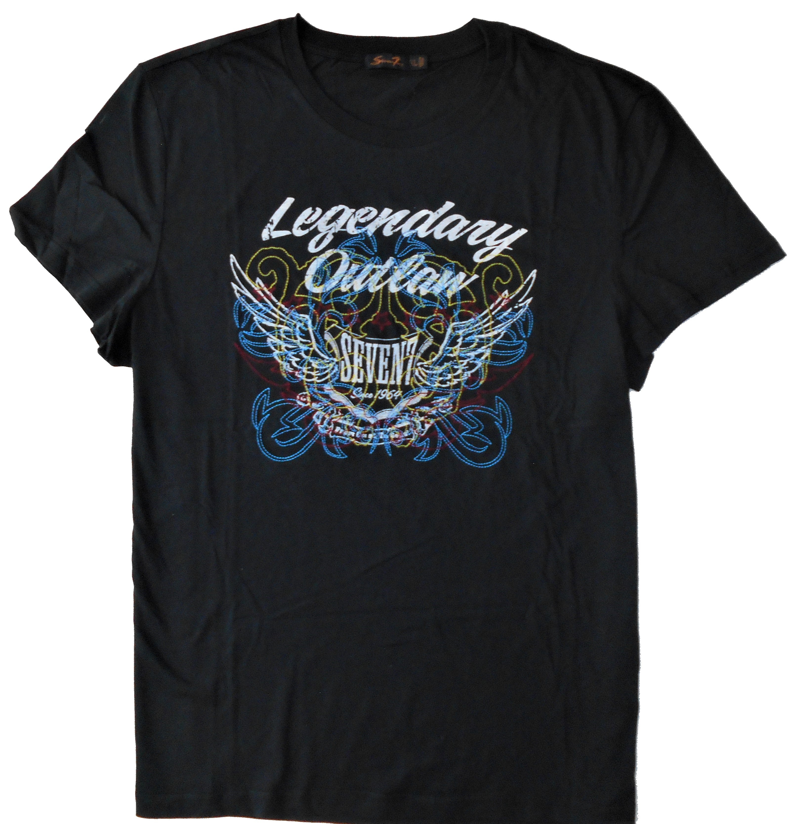 SEVEN MEN'S TOP TEE SHIRT - LEGENDARY OUTLAW XLARGE - BLACK