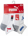 PUMA SOCKS BOYS X6 - QUARTER 263 - BILLY WHITE RED SZ LARGE 4-9.5 - 6 PACK