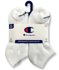 CHAMPION SOCKS WOMEN'S - LOW CUT - 263 WHITE SOLID 2 - SHOE SZ 5-9 PACK 6