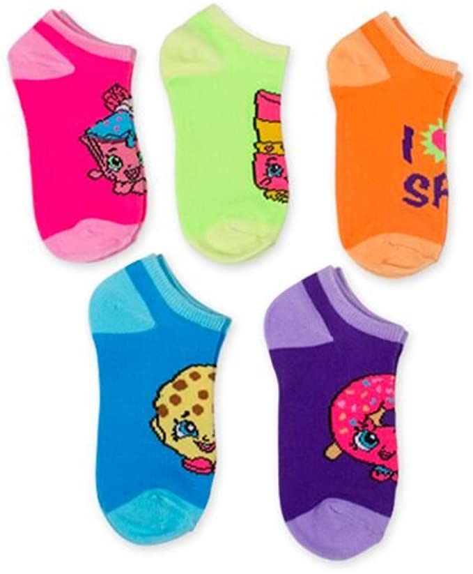 SOCKS GIRLS X5 - SHOPKINS SZ SHOE 4 -7.5 - NO SHOW ANKLE SOCKS CARTOONS