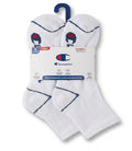 CHAMPION SOCKS WOMEN'S - QUARTER CUT - 263 WHITE SOLID 4 - SHOE SZ 5-9 PACK 6