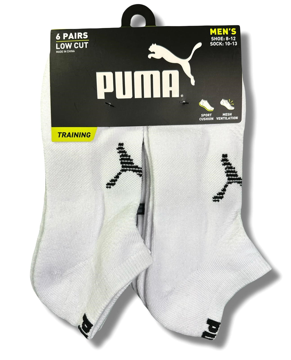 PUMA SOCKS MEN'S - LOW CUT - DUSK 253 - WHITE BLACK - LARGE PACK 6 XX