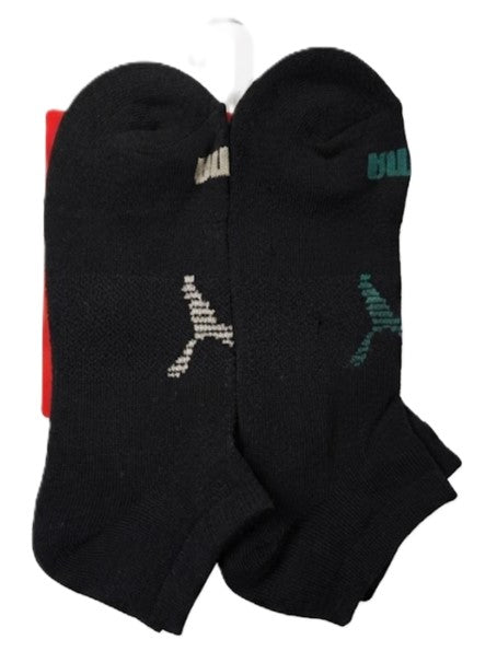 PUMA SOCKS MEN'S - LOW 263 - AURA BLACK GREEN - LARGE - PACK 6 XX