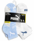 PUMA SOCKS WOMEN'S - QUARTER 263 - EVEN LIGHT BLUE WHITE- SHOE SZ 5-9.5 - PACK 6