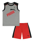 PUMA BOYS OUTFIT - 231 GREY RED SZ 6 - BASKETBALL SOCCER SHIRT SHORTS SET 2