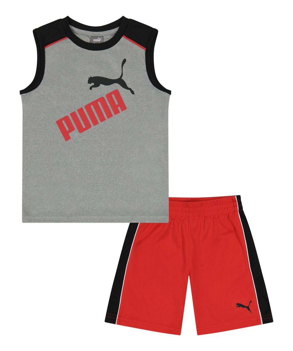 PUMA BOYS OUTFIT - 231 GREY RED SZ 6 - BASKETBALL SOCCER SHIRT SHORTS SET 2