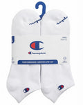 CHAMPION SOCKS MEN'S - LOW CUT - SOLID 263 - WHITE - LARGE (6-12) PACK 6 XX