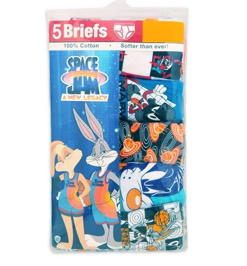 PACK 5 BRIEFS BOYS - SPACE JAM SZ 4 - UNDERWEAR X5 COMIC COTTON MOVIE