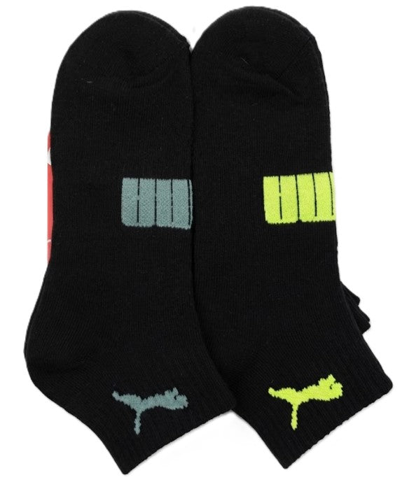 PUMA SOCKS MEN'S - QUARTER 263 - FERN BLACK LIME - LARGE - PACK 6 XX