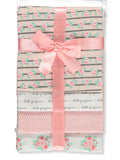 RECEIVING X4 - PETITE GIRLS 203 - FLOWER STRIPED PINK - BLANKETS COTTON 4 PACK BABY