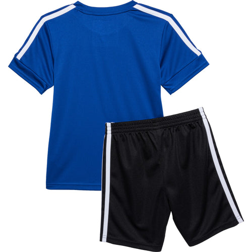 ADIDAS BOYS OUTFIT - 243 BLUE BLACK SZ 5 - BASKETBALL SOCCER SHIRT SHORTS SET 2