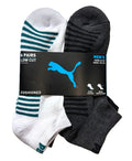 PUMA SOCKS MEN'S - LOW CUT - BLISS 243 - GREEN WHITE - LARGE (10-13)- PACK 6 XX
