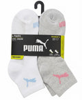 PUMA SOCKS WOMEN'S - QUARTER - EVEN 263 - WHITE GREY - SHOE SZ 5-9.5 - PACK 6