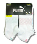 PUMA SOCKS WOMEN'S - LOW CUT 253 - NET - WHITE PINK - SHOE SZ 5-9.5 -PACK 6