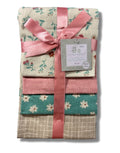 RECEIVING X4 - CRIBMATES GIRLS 243- FLOWERS TEAL - BLANKETS COTTON 4 PACK BABY
