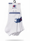 CHAMPION SOCKS WOMEN'S - LOW CUT - 263 WHITE LOGO BLUE - SHOE SZ 4-10 PACK 10