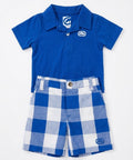 ECKO UNLTD OUTFIT BOYS - PLAID BLUE SZ 12 MONTHS - BABY 2 PCS SHIRT & PANTS