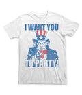 FIFTH SUN MEN'S TEE SHIRT - WHITE SMALL - I WANT YOU TO PARTY