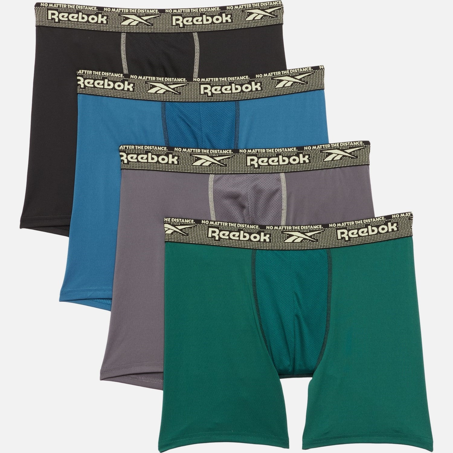 REEBOK MEN'S PACK 4 - 243 P109 SOLID GREEN - MEDIUM - UNDERWEAR X4 BOXER BRIEF