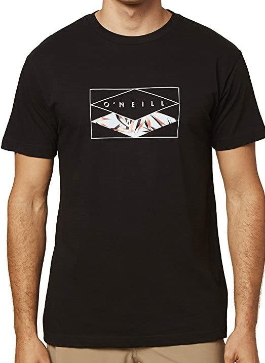 O'NEILL MEN'S TOP - BIRDS SZ MEDIUM BLACK - LOGO FRONT TEE SHIRT CREW