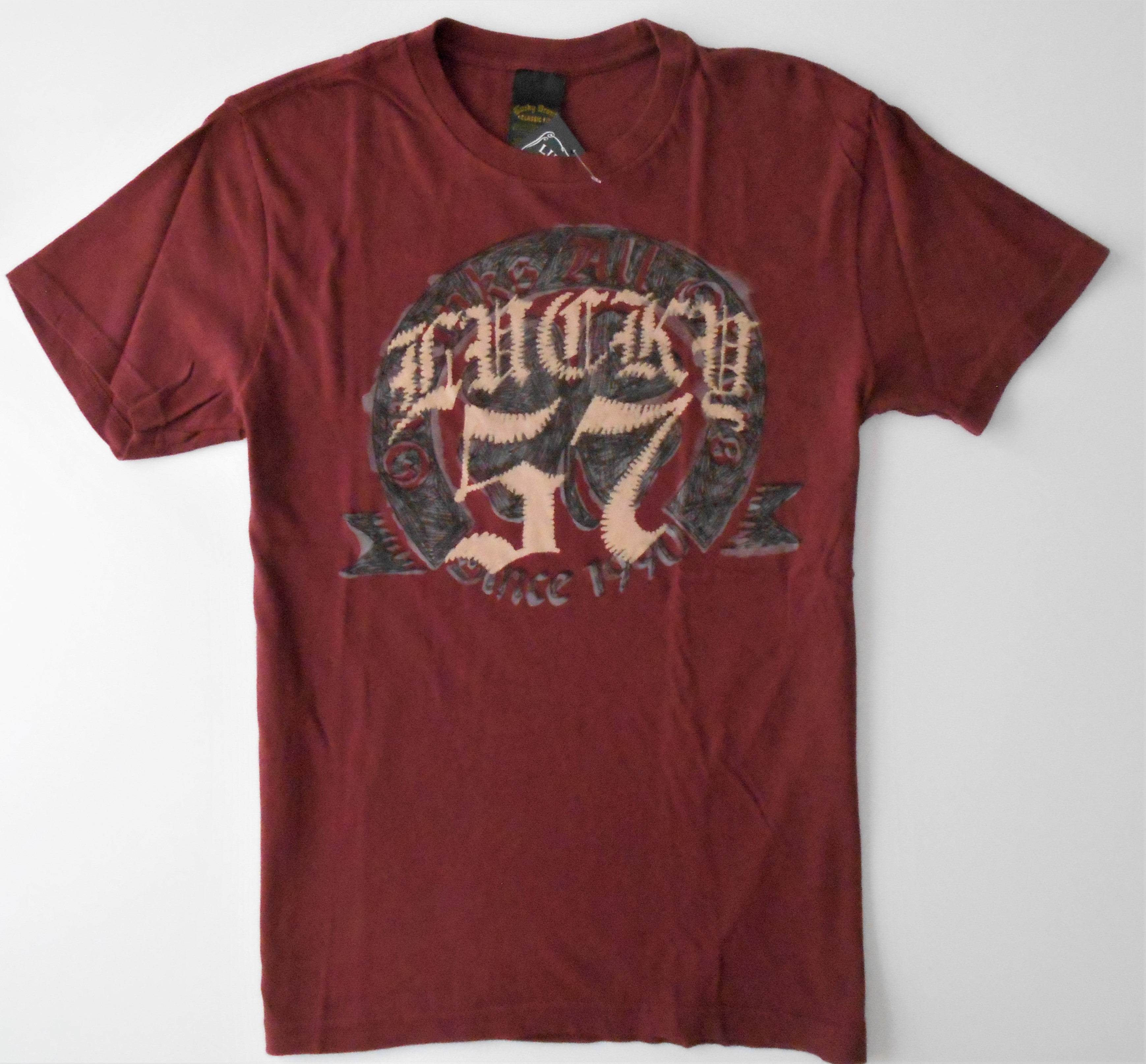 LUCKY BRAND MEN'S TEE SHIRT - LUCKY 57 BURGUNDY SMALL - MAROON