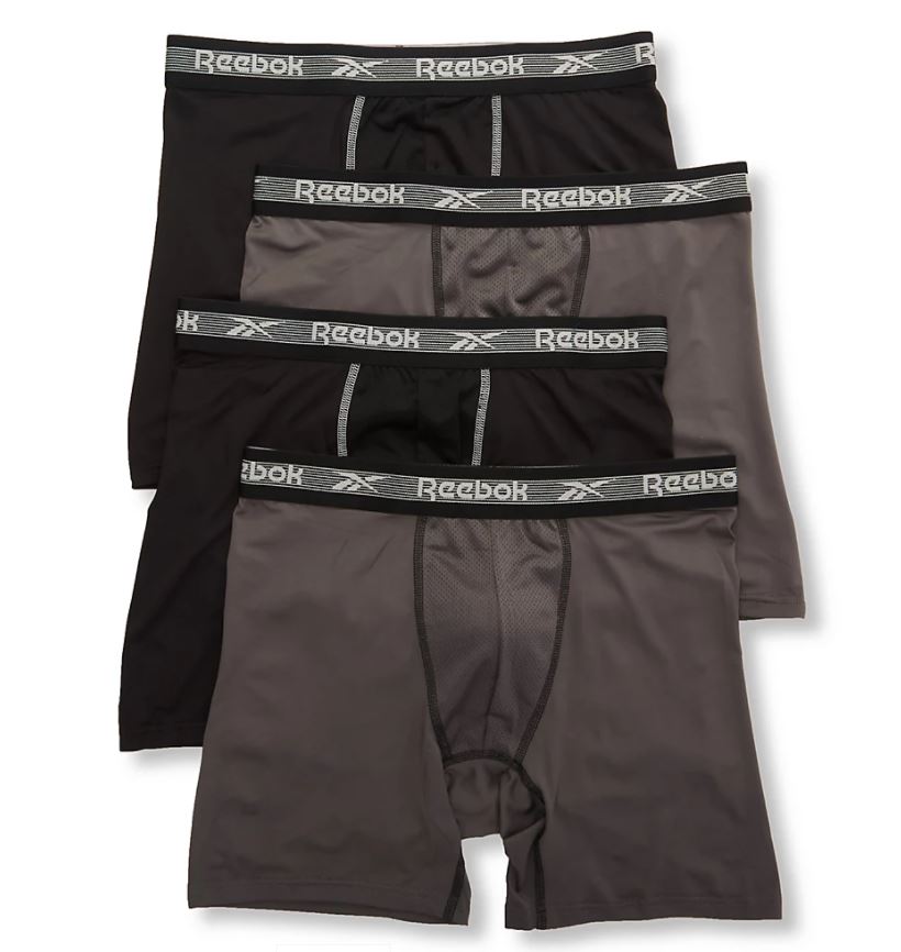 REEBOK MEN'S PACK 4 - 213 STRIP GREY - MEDIUM - P02 UNDERWEAR X4 BOXER BRIEF