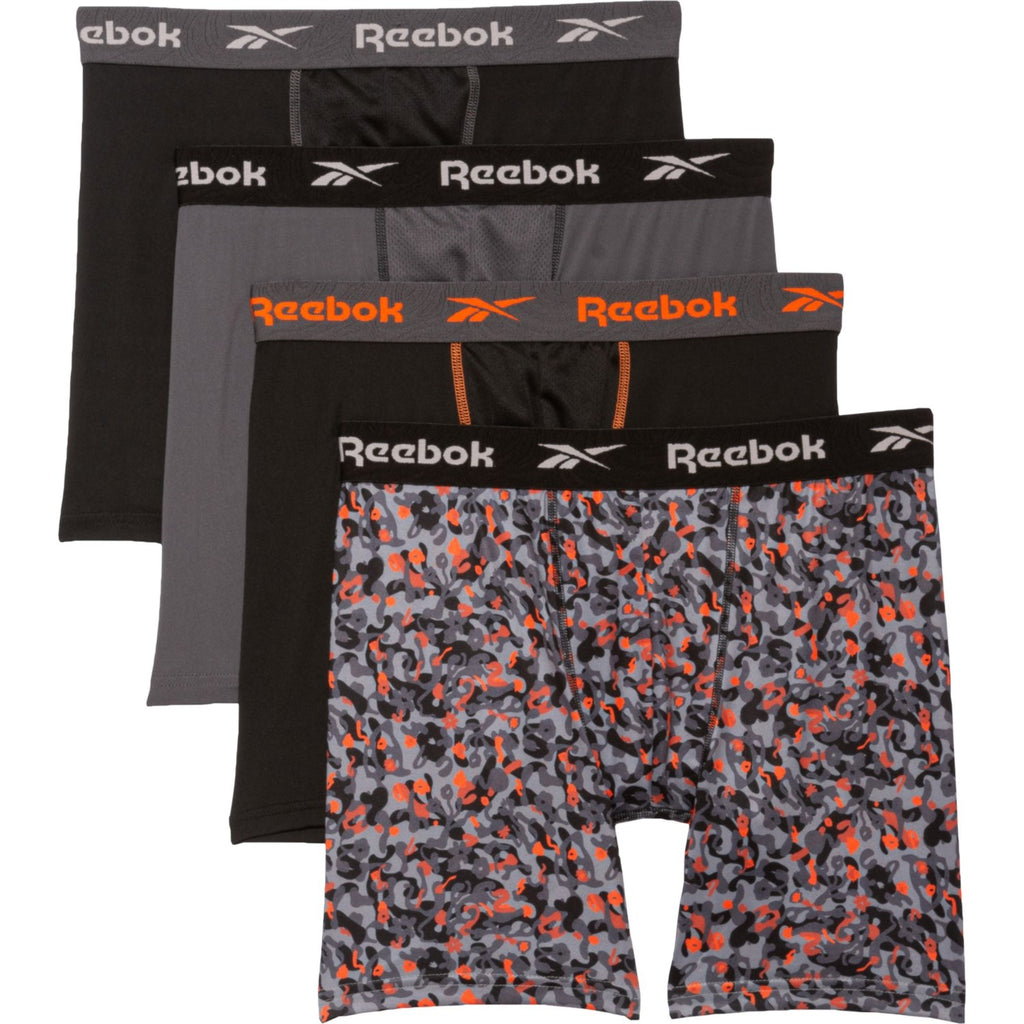 REEBOK MEN'S PACK 4 - 233 CAMO ORANGE - XLARGE - UNDERWEAR X4 BOXER BRIEF P33