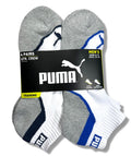 PUMA SOCKS MEN'S - QUARTER CUT - WAVE 253 - WHITE BLUE - LARGE PACK 6 XX