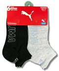 PUMA SOCKS WOMEN'S - QUARTER 263 - SLATE BLACK GREY - SHOE SZ 5-9.5 -PACK 6