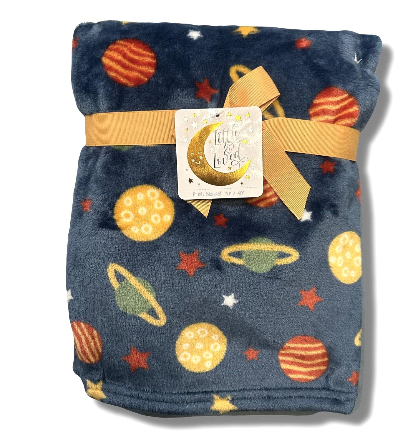 BLANKET PLUSH - LITTLE & LOVED BOYS 243 - PLANET BLUE - BABY TODDLER CRIB BED
