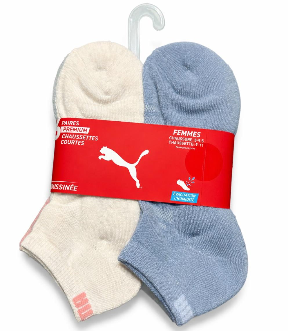 PUMA SOCKS WOMEN'S - LOW CUT 263 - SOLID 3 - CREAM PINK - SHOE SZ 5-9.5 -PACK 6