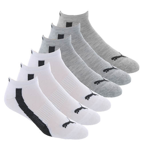 PUMA SOCKS MEN'S - LOW CUT - PIPE 223 - WHITE GREY - LARGE (10-13) PACK 6 XX