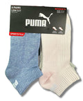 PUMA SOCKS WOMEN'S - LOW CUT 253 - RIBBED BLUE PINK - SHOE SZ 5-9.5 -PACK 6