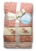 RECEIVING X4 - PETITE GIRLS 243 - CHEETAH PINK - BLANKETS COTTON 4 PACK BABY