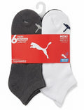PUMA SOCKS MEN'S - LOW 263 - EDGE GREY WHITE - LARGE - PACK 6 XX