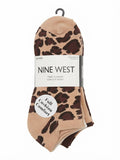 NINE WEST SOCKS WOMEN'S - LOW CUT 263 - ANIMAL PRINT BROWN BEIGE - PACK 6