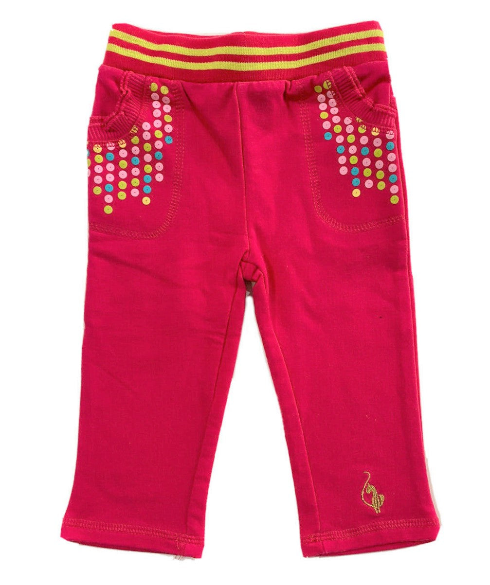 BABY PHAT GIRLS PANTS - PINK RASPBERRY SZ 3 6 MONTHS - BABY FLEECE DOTS