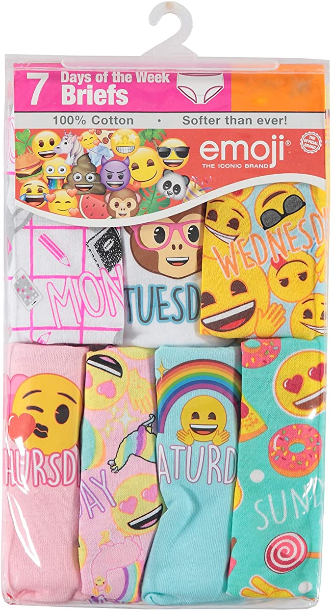 PACK 7 UNDERWEAR GIRLS - EMOJI 7 DAYS WEEK SZ 4 - DISNEY PANTIES BRIEFS X7