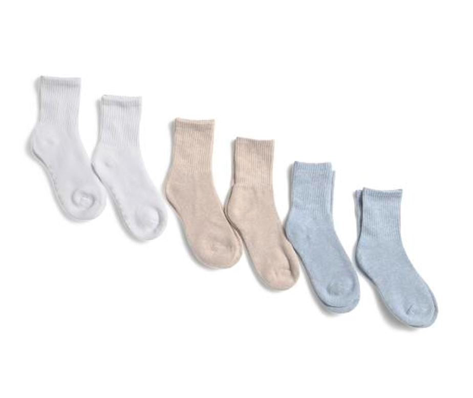 TAHARI SOCKS WOMEN'S - QUARTER 263 - BLUE WHITE RIBBED - SHOE SZ 4-10 - PACK 6