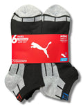 PUMA SOCKS MEN'S - LOW CUT - CUBE 253 - BLACK RED BLUE - LARGE (10-13) PACK 6 XX