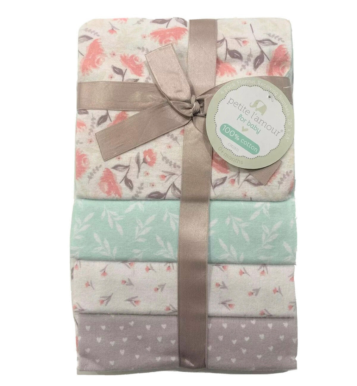 RECEIVING X4 - PETITE GIRLS 213 - CORAL FLOWER - BLANKETS COTTON 4 PACK BABY